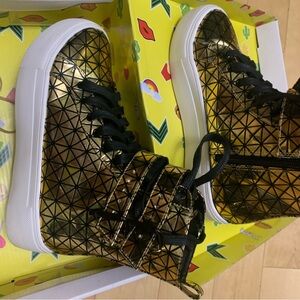 Lemon drop shoes gold holographic 8 party style